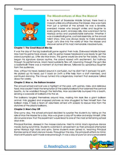 Max the Mascot Worksheet