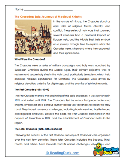 Epic Journeys Worksheet