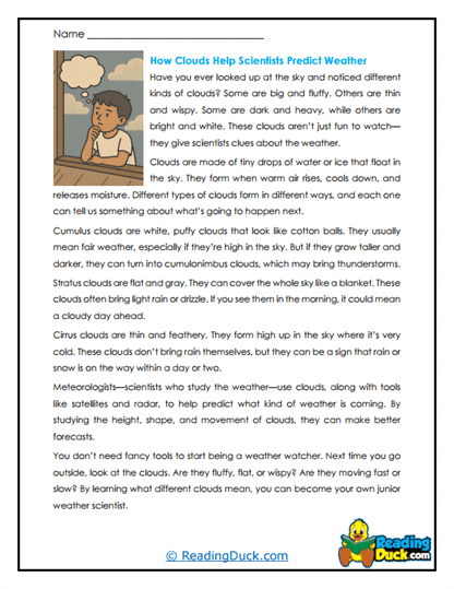Cloud Clues Worksheet