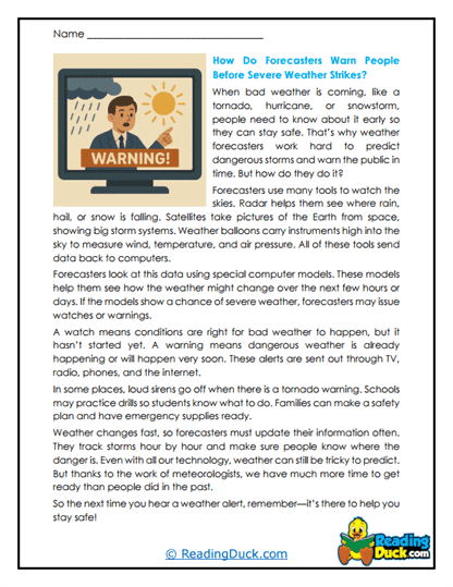 Storm Warnings Worksheet