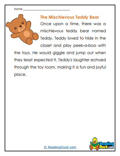 Teddy Mischief Worksheet