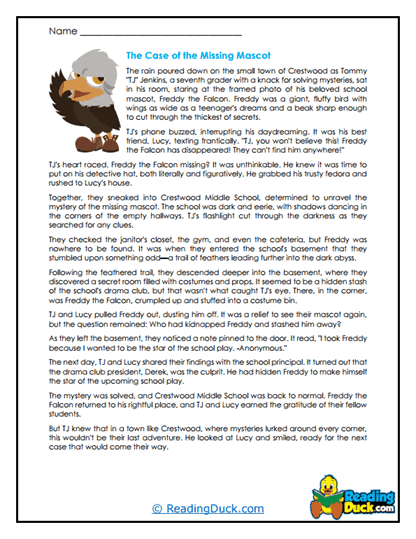 Mascot Mayhem Worksheet