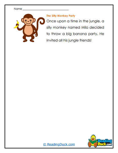 Monkey Party Worksheet