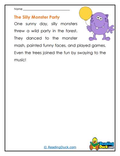 Monster Party Worksheet