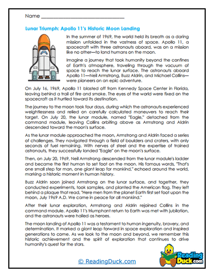 Moon Landing Worksheet