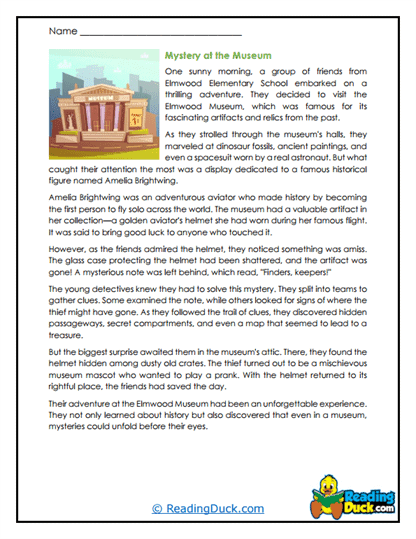 Museum Mystery Worksheet