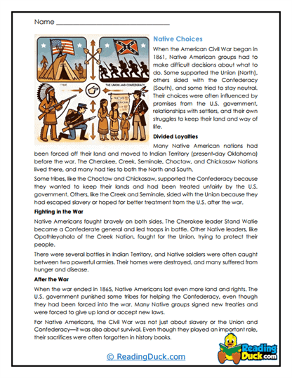 Native Voices Worksheet