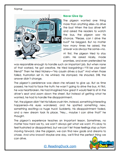 Determined Pigeon Worksheet