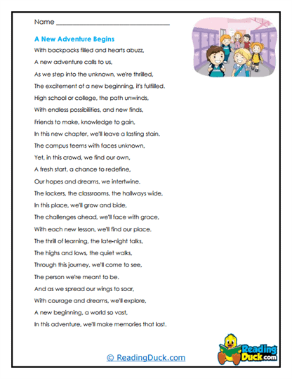 New Beginnings Worksheet