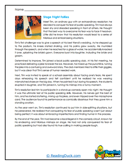 Stage Fright Triumph Worksheet