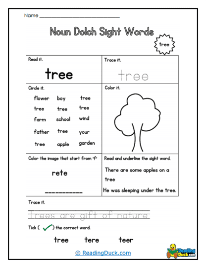 Tree Training Worksheet