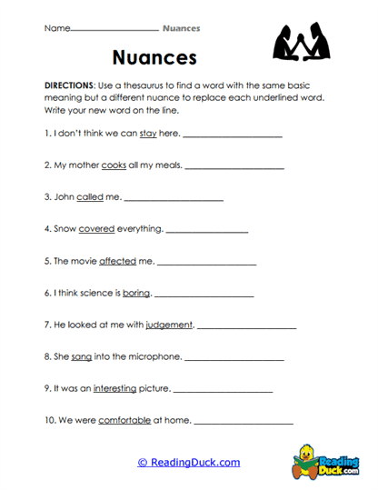 Word Swap Worksheet