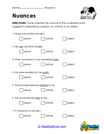 Context Clues Worksheet