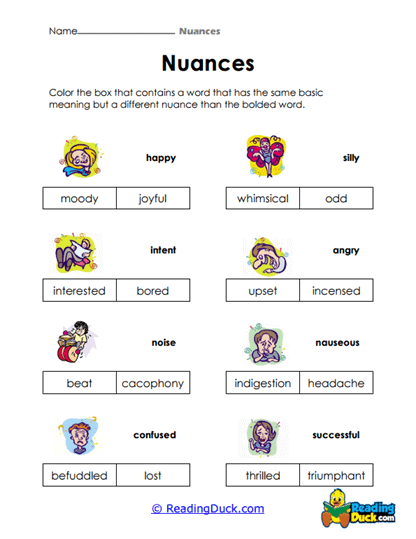 Nuances Worksheet Collection
