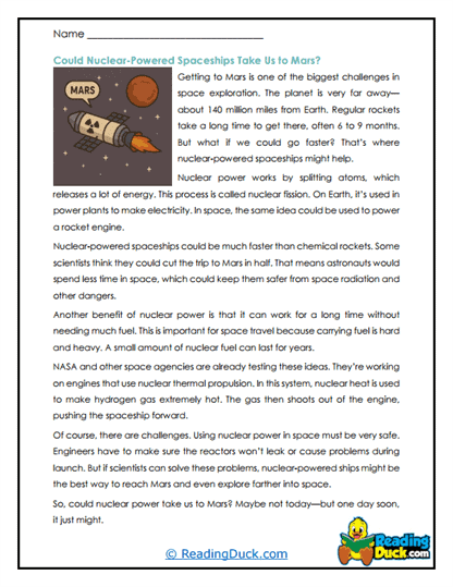 Spacecrafts to Mars? Worksheet