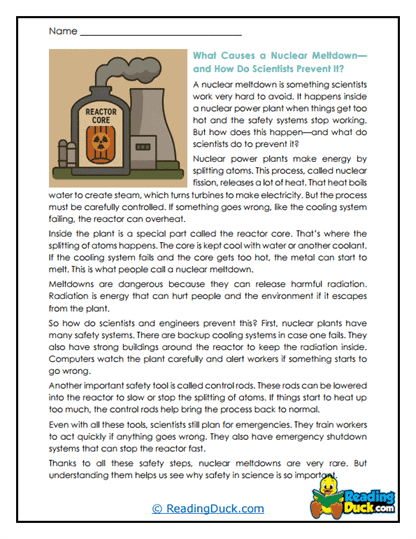 What Is a Nuclear Meltdown? Worksheet