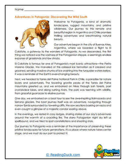 Patagonia Peaks Worksheet