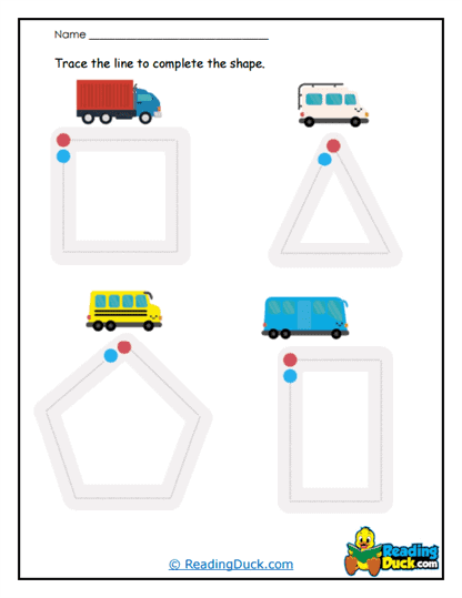Vehicle Shapes Worksheet