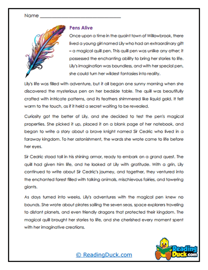 Pens Alive Worksheet