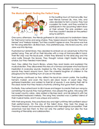 Song Quest Worksheet