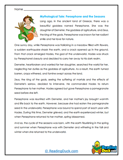 Seasons and Sorrow Worksheet