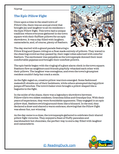Pillow Battle Worksheet
