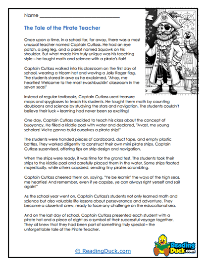 Swashbuckling School Worksheet
