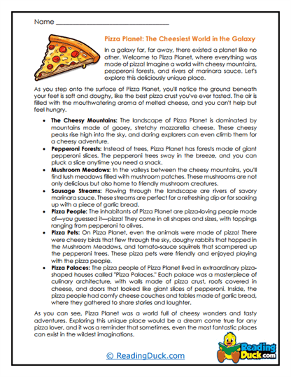 Pizza Planet Worksheet