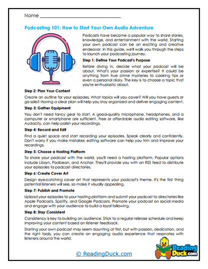 Podcast Pro Worksheet