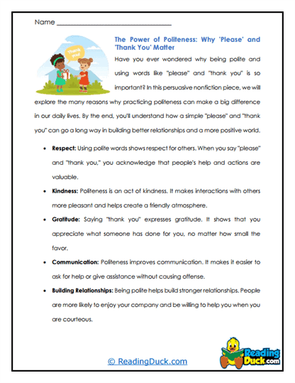 Polite Power Worksheet