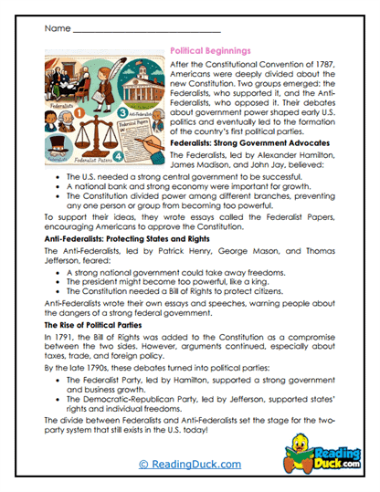 Federalists And Anti-federalists Worksheets