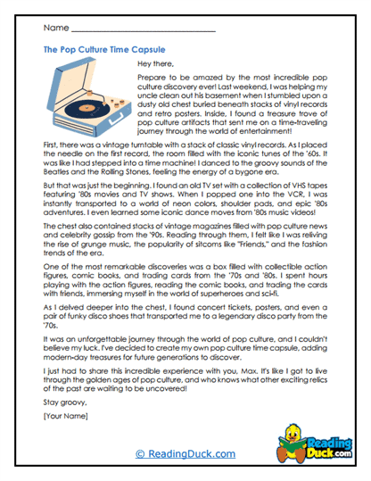 Pop Culture Vault Worksheet