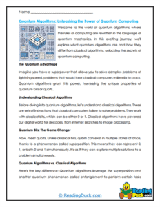 Quantum Computing Worksheets | Technology Series | Reading Duck.com