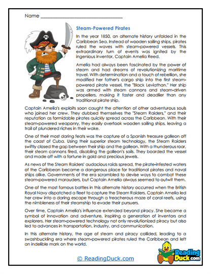 Pirate Steam Worksheet