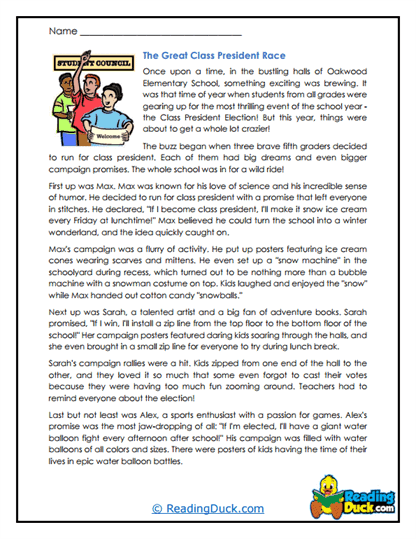 President Race Worksheet