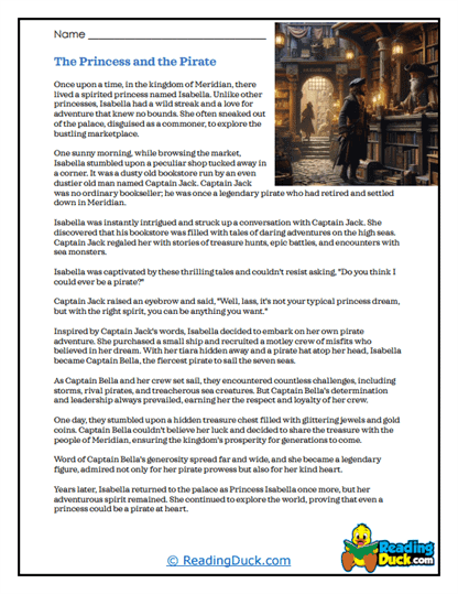 Pirate Princess Worksheet