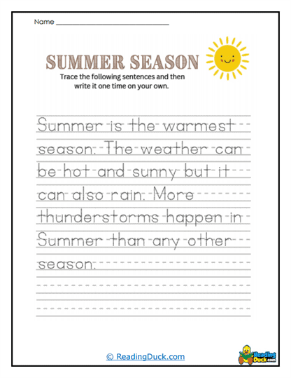 Summer Fun Worksheet