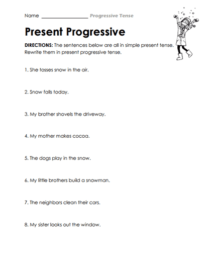 Present Progressive Rewriter Worksheet