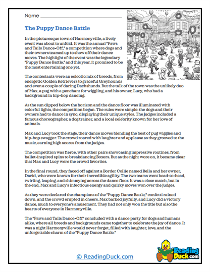 The Puppy Dance Battle Worksheet