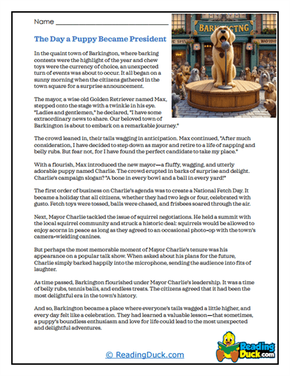 Puppy President Worksheet