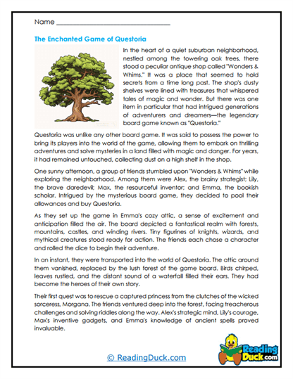 Questoria Game Worksheet