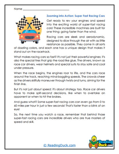 Racing Rivals Worksheet