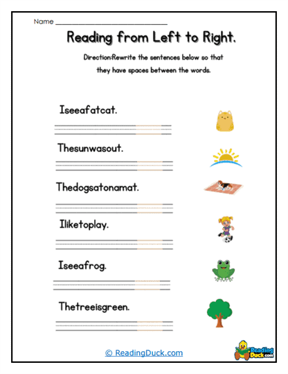 Spaced Words Worksheet