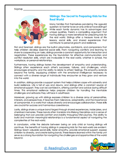 Sibling Secrets Worksheet