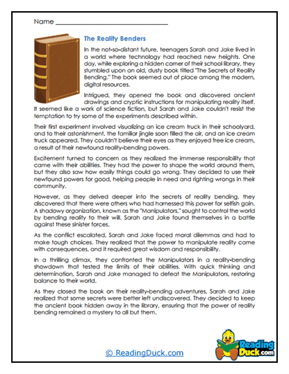 Reality Benders Worksheet