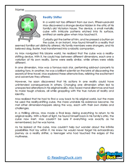 Shifting Realities Worksheet