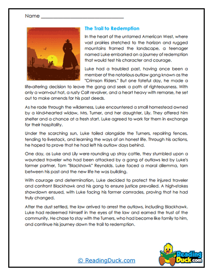 Trail to Redemption Worksheet