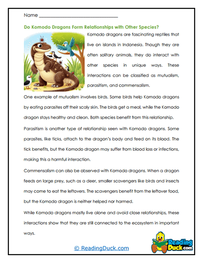 Scaly Symbiosis Worksheet