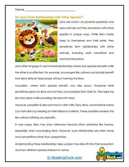 Lion Worksheets