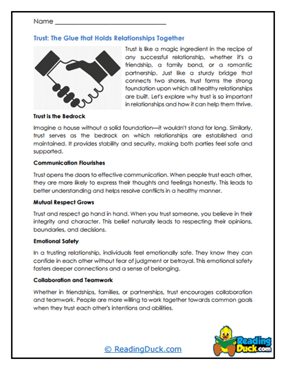 Trust Ties Worksheet